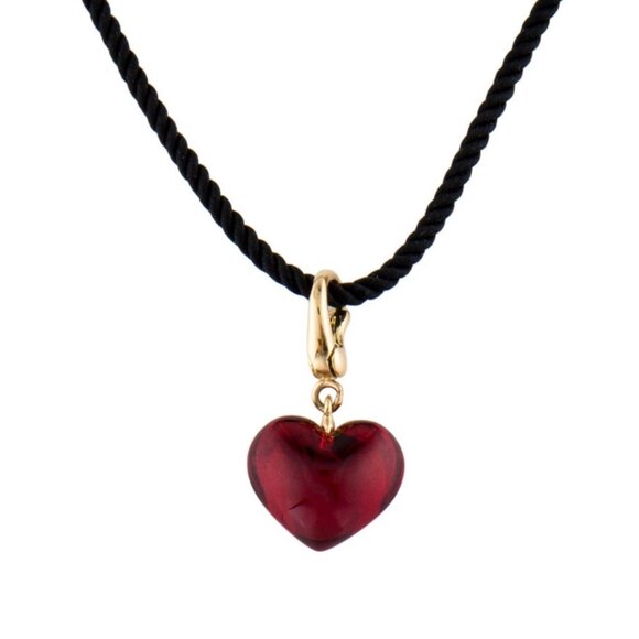 BACCARAT 18K 750 YELLOW GOLD CHARM CRYSTAL HEART PENDANT NECKLACE - Picture 2 of 9